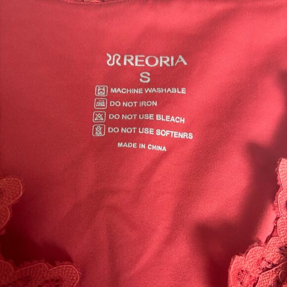 NWT Reoria Lace Tank Top - Coral Red - Size Small Coquette Festival - Picture 2 of 3